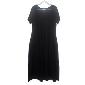 Jessica London Black Maxi Dress 18W Plus Stretch Scoop Neck Casual‎ Classic